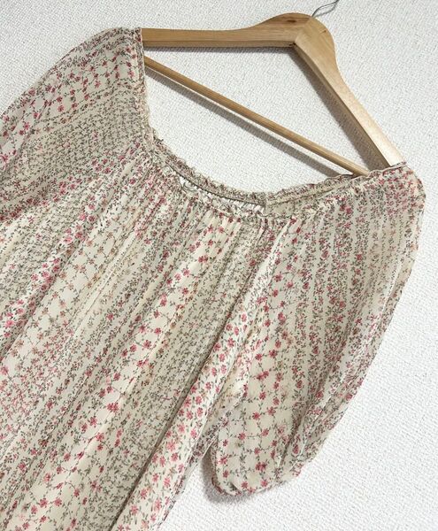 arrow アロー 花柄シフォンワンピース M ガーリー ゆったり チュニック