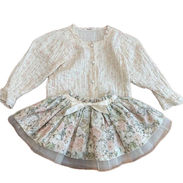 aosta hibyebebe アオスタ ハイべべ ブラウス スカート 花柄 M 85相当