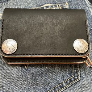 ショートトラッカーウォレット トラッカーウォレット ハンドメイド 茶芯 コンチョ アメカジ