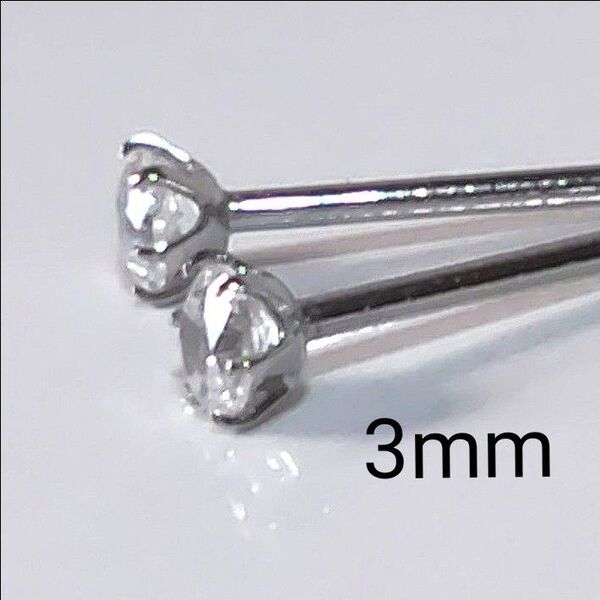 ピアス 一粒 3mm ジルコニア ステンレス 316L