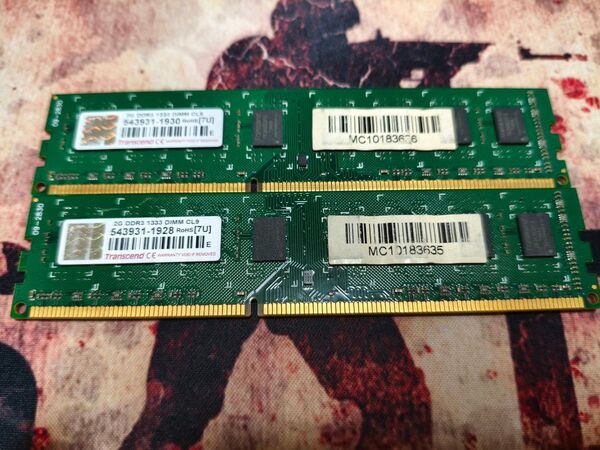 Transcend 2GB DDR3メモリ 2枚セット★送料込み★