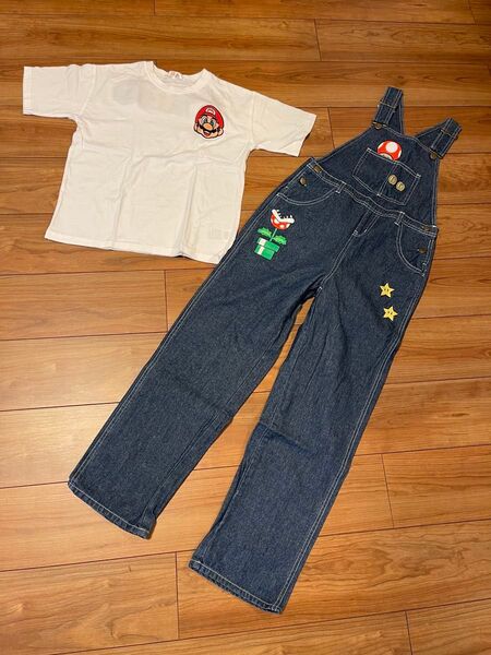 スーパーマリオ Tシャツとオーバーオールのセット キッズ 140 ユニバ コスプレ