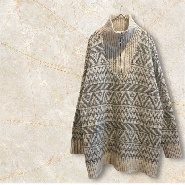aerie 【M】ジオメトリック柄 ハイネックセーター ニット 長袖 セーター