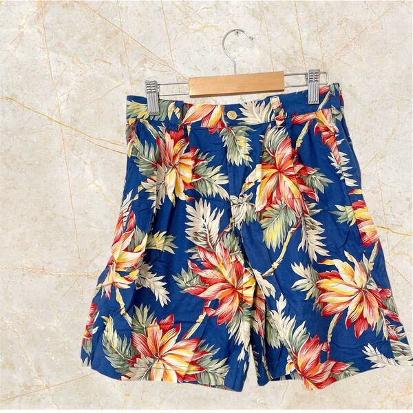 Willis River Co. 【L】フローラルショートパンツ ハーフパンツ花 ショート キュロット半ズボン