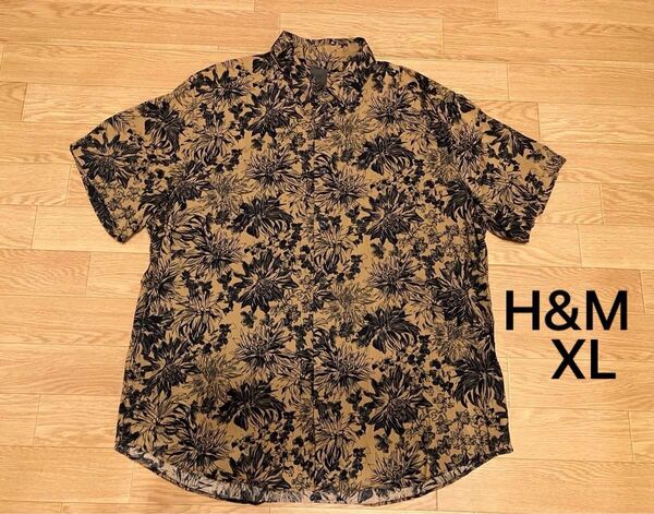 H&M 半袖シャツ アロハ 花柄 総柄 サイズXL