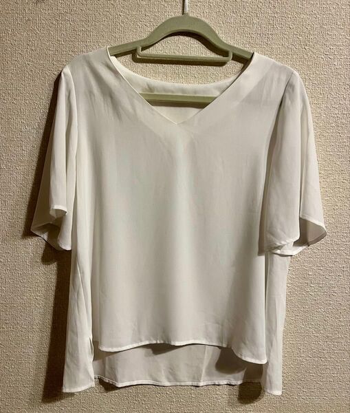 シフォンブラウス トップス Vネック 白