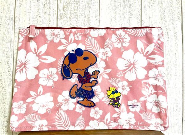 ハワイ限定 スヌーピー ポーチ ピンク ハイビスカス柄