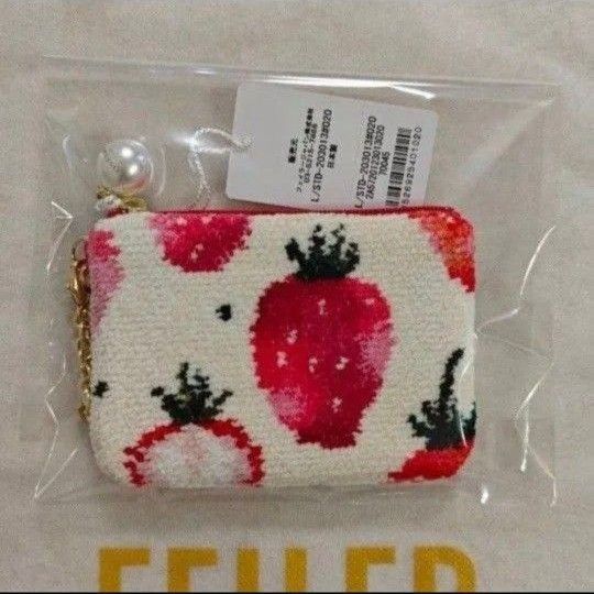 フェイラー キー&カードポーチ 新品未使用 ストロベリードット アイボリー