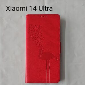 Xiaomi 14 Ultra ケース 手帳型 財布型 シャオミ ケース 赤