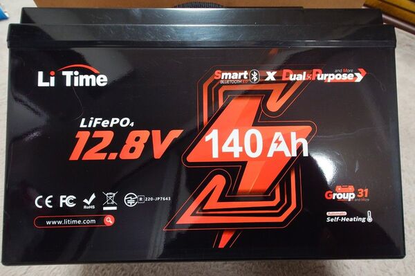 LiTime 12V 140Ah 二重用途 リン酸鉄リチウムイオン デュアルパーパスマリンスタータ Bluetooth 自己発熱