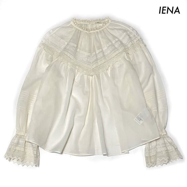 IENA イエナ★長袖ブラウス プルオーバー レース切替 ホワイト 白