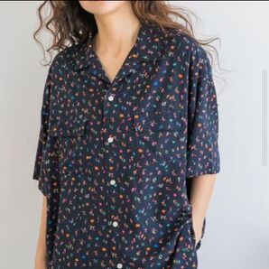 niko and ニコアンド イージーケアPOP開襟 シャツ ネイビー