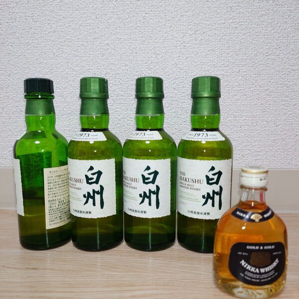 稀少白州 ウイスキー 180ml新品未開封3本セット+残量90ml ニッカウヰスキー ゴールド&ゴールド50ml ベビーボトル