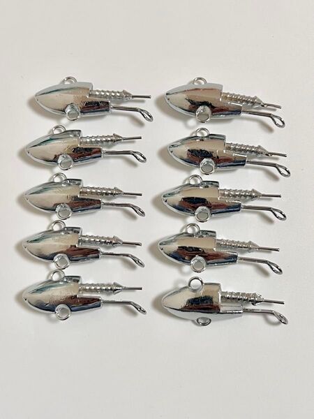 No.158 ジグヘッド 21g 10個セット 銀色 シーバス フラットフィシュ ハンドメイト バイブレーション お徳用