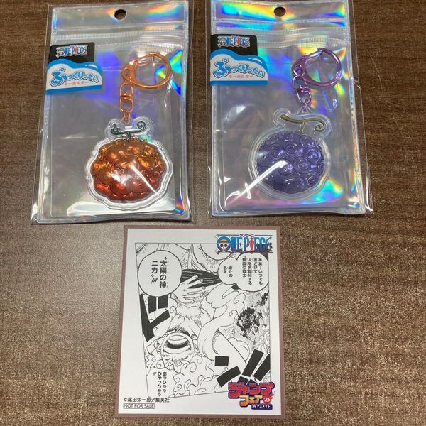 ワンピース ぷっくりったいキーホルダー メラメラの実 ゴムゴムの実 ジャンプフェア 色紙