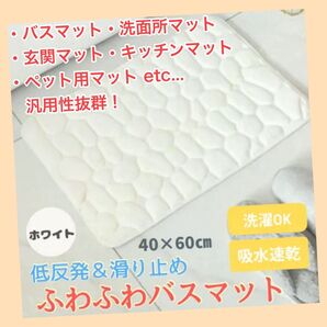 【吸水性◎速乾性◎】バスマット ホワイト 丸洗いOK 毎日使える 清潔感が続く 北欧風デザイン ラグ カーペット 吸水速乾