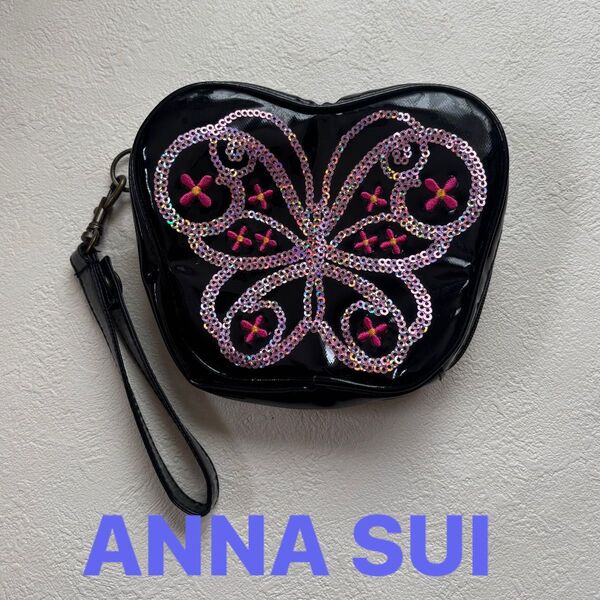 ANNA SUI アナスイ バタフライポーチ スパンコール ブラック