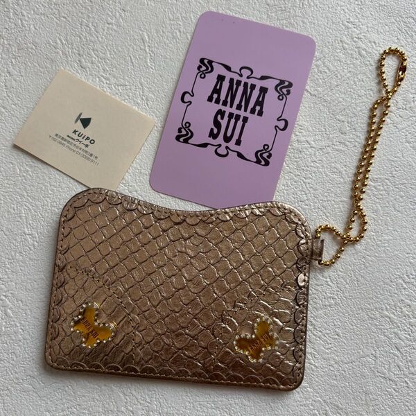 ANNA SUI アナスイ パスケース ゴールド 定期入れ ビジューバタフライ