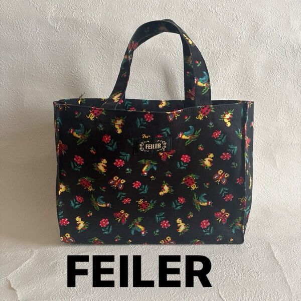 FEILER フェイラー ハイジ柄 ミニトート 黒 ハンドバッグ