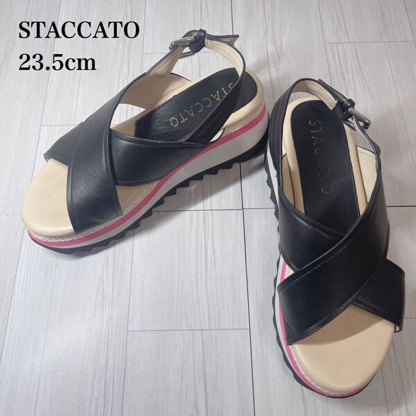 スタッカート クロスストラップ 厚底 サンダル バイカラー 23.5m