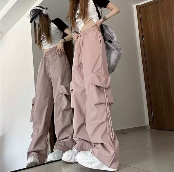 カーゴパンツ レディース ダンス 美脚パンツ 美シルエット カジュアルパンツ ワークパンツ ストリート ピンク ロータスピンク