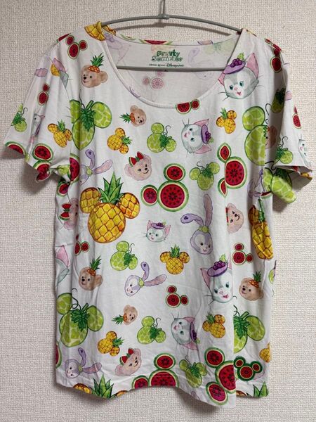 香港ディズニー限定 ダッフィー フレンズ Tシャツ XL フルーツ スイカ