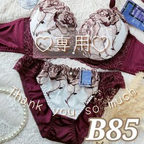 №1363【B85】クラシックディープローズ育乳脇高ブラジャー&ショーツ