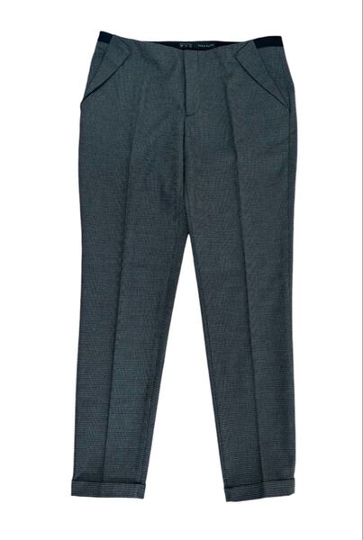 『ZARA』 / ザラ グレー 千鳥格子柄 ストレート パンツ スラックス 36サイズ 美品