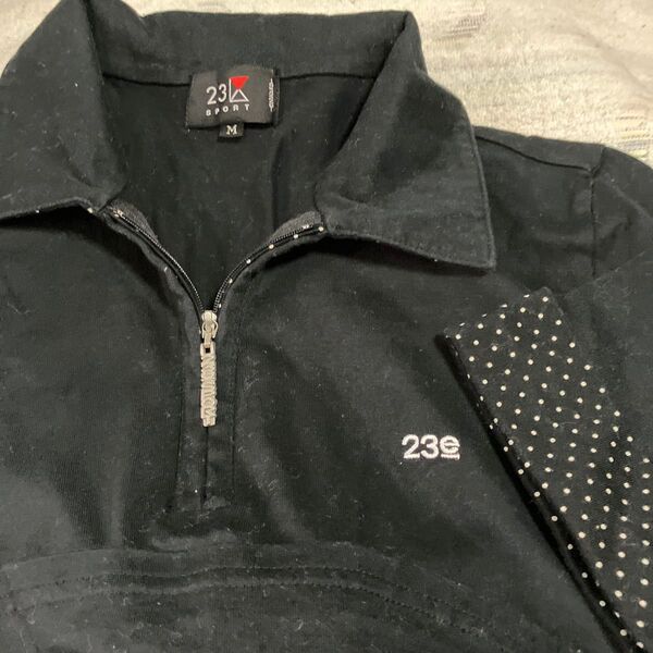 23区SPORT ハーフジップシャツ ドット柄 黒 M