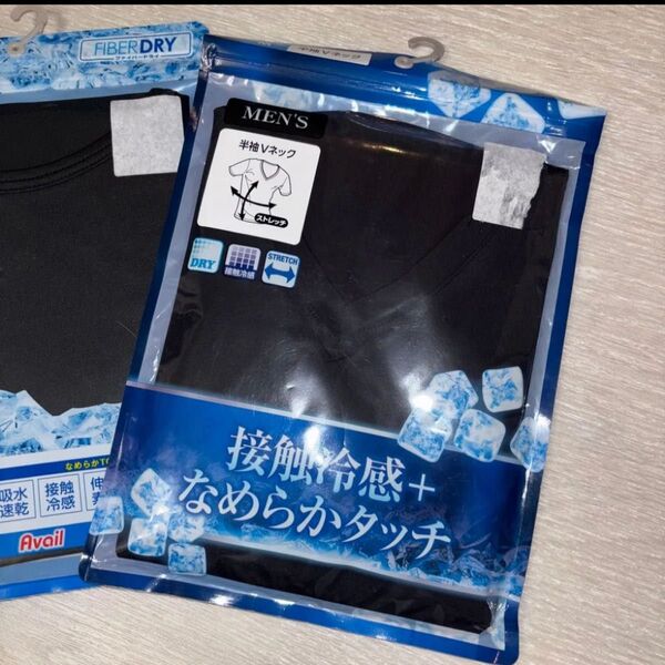接触冷感 肌着 インナー 黒 半袖 Tシャツ 紳士 M