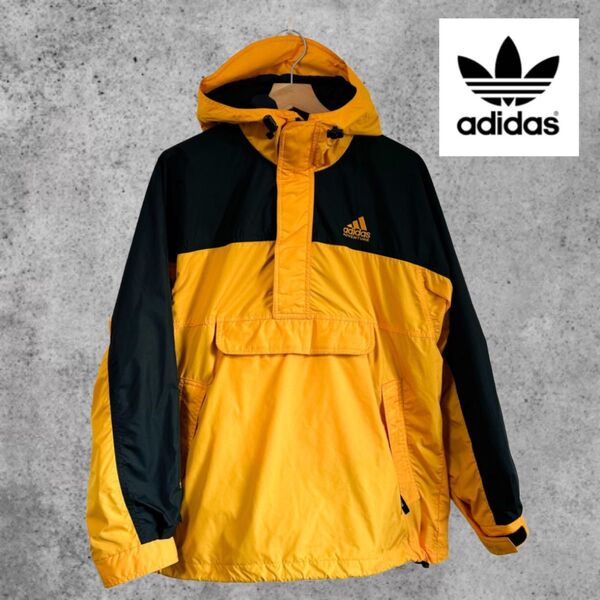 adidas adventure アノラック マウンテンパーカー 黄 黒 M ナイロンジャケット