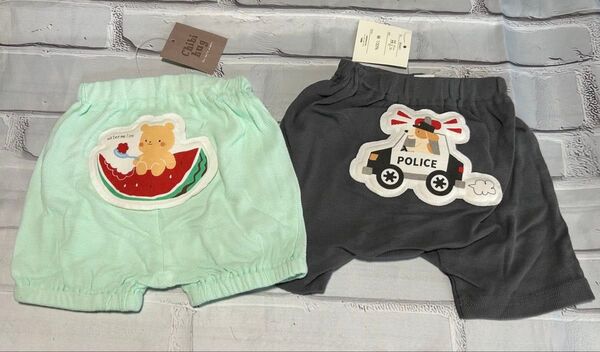 ショートパンツ ハーフパンツ 綿100% ワッペン パトカー パンツ ズボン ブルマ 男の子 70cm