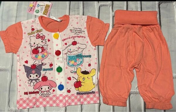 サンリオ 半袖 ルームウエア 半袖パジャマ こども服 90cm 女の子 半そで 夏用 腹巻き付き 綿100%