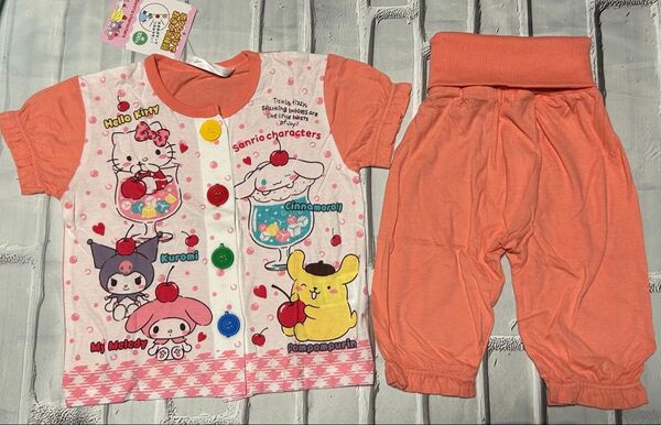 サンリオ 半袖 ルームウエア 半袖パジャマ こども服 90cm 女の子 半そで 夏用 腹巻き付き 綿100%