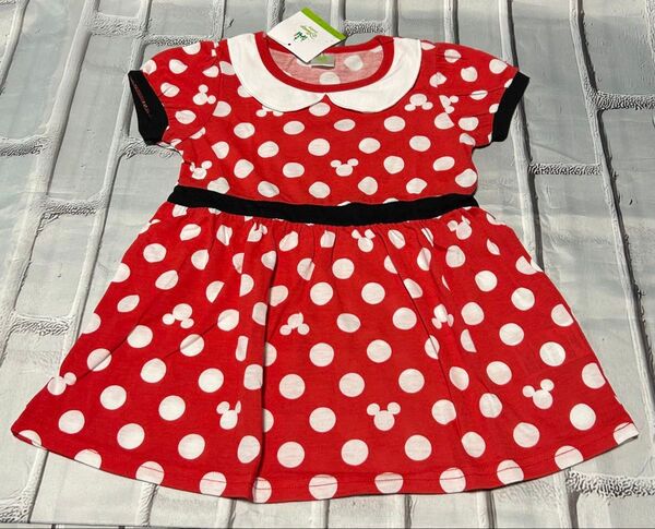新品 ミニーちゃん ワンピース トップス コスプレ なりきり 半袖 半そで 女の子 Tシャツ 95cm キッズ 子供 ディズニー