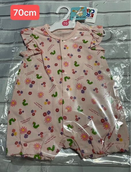 新品 はらぺこあおむし ロンパース ベビー服 夏服 半袖ロンパース ロンパ 女の子 絵本 キャラクター 70cm