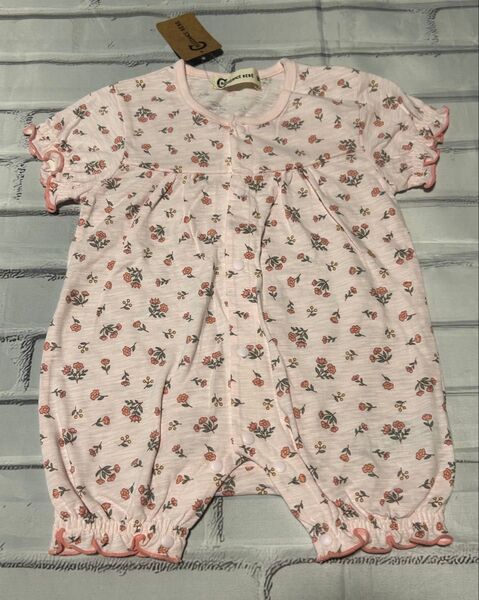 ロンパース ベビー服 夏服 半袖ロンパース ロンパ 新品 女の子 花柄 前開き 80cm