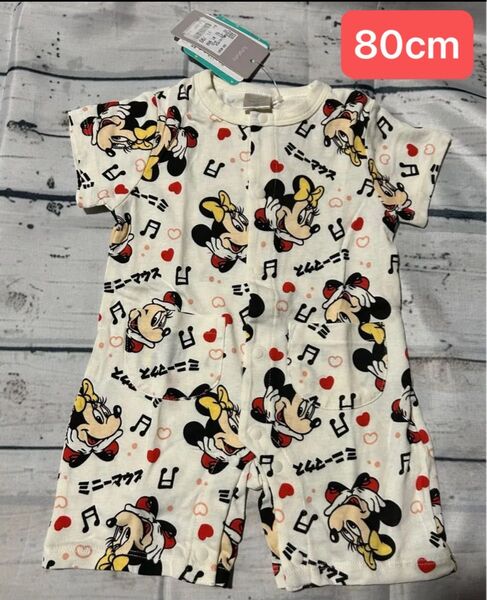 ロンパース ベビー服 半袖ロンパース ロンパ 新品 女の子 ディズニー ミニー フタフタ futafuta 綿100% 80cm