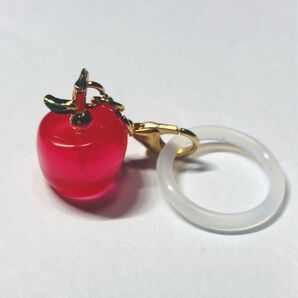 (2327) 可愛いりんごのめじるしアクセサリーです♪ めじるしチャーム アンブレラマーカー 2way アップル
