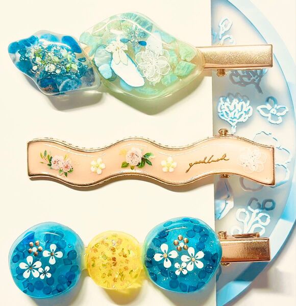 (2251)ハンドメイド ヘアクリップ 3個セット♪ ハンドメイド レジン ヘアピン ※バラ売り不可×
