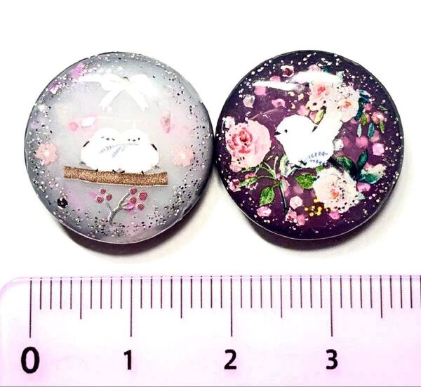 (2314) シマエナガの可愛いマグネット♪2個セット☆ ハンドメイド レジン 鳥