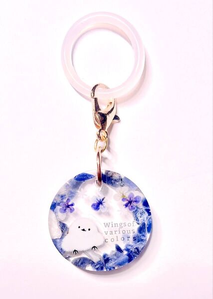 (2267)可愛いシマエナガのめじるしアクセサリーです♪ハンドメイド レジン 鳥 めじるしチャーム アンブレラマーカー 天然石 花