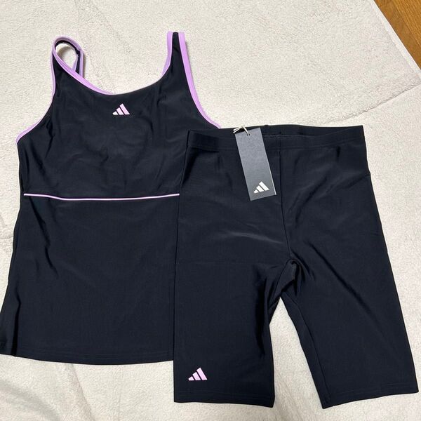 アディダス ジュニア セパレート スクール水着 160 ブラック adidasアディダス ガールズ 黒 スクール水着子供 タンキニ
