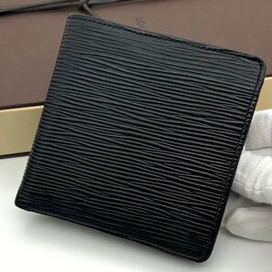 極美品★ルイヴィトン エピ ポルトフォイユマルコ 二つ折り財布 黒 男女兼用