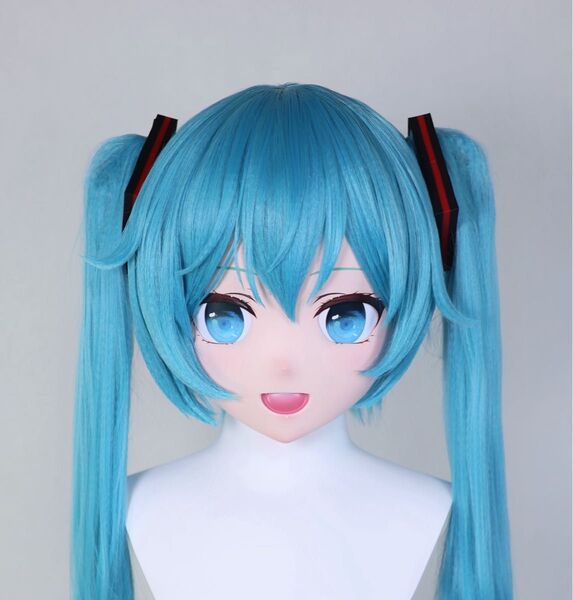 在庫あり 全頭面 初音ミク 着ぐるみ マスク 鍵つき コスプレ kigurumi