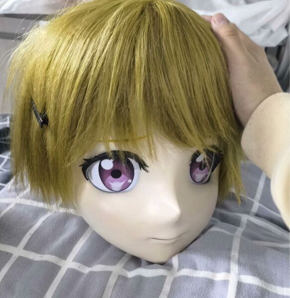 全頭マスク 小泉花陽 カツラ付き ロック付き コスプレ 着ぐるみkigurumi