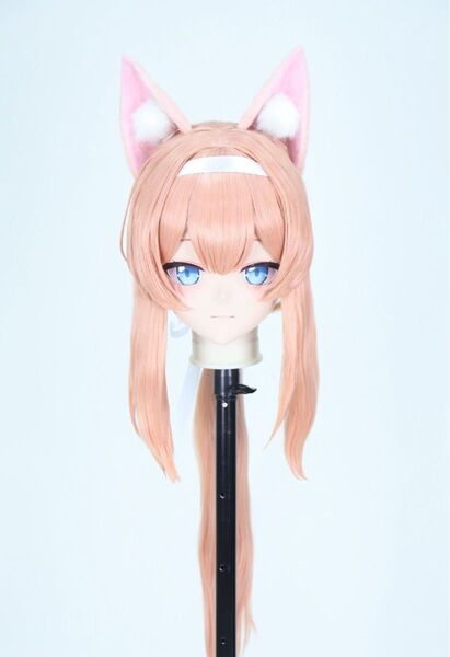 ★即納 全頭マスク カツラ付き ロック付き ドール ヘッドロリータ人形 コスプレ 変身 仮装 着ぐるみ 二次元美少女