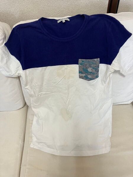 GLOBAL WORK メンズ Tシャツ Mサイズ ネイビー/ホワイト