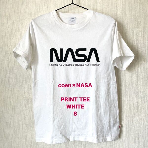 【coen×NASA】コーエン×ナサ プリントTシャツ 半袖 夏服 コラボ カジュアル 企業物 匿名配送 白 ホワイト S メンズ