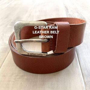 【G-STAR RAW】ジースターロゥ レザーベルト 革 ロック 匿名配送 ブラウン メンズ